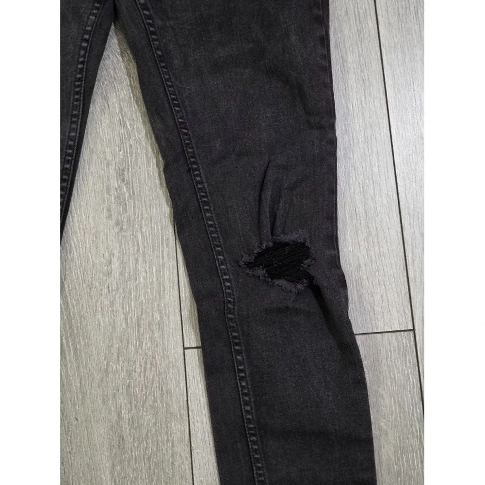 Calvin Klein Jeans Women's Ankle Skinny Black‎ Distressed Denim Size 2 Stretch